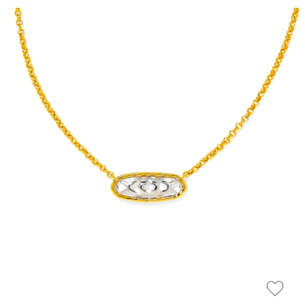 New!Kendra Scott Janie Two-tone Necklace with Intricate Pendant on satellite Vnt